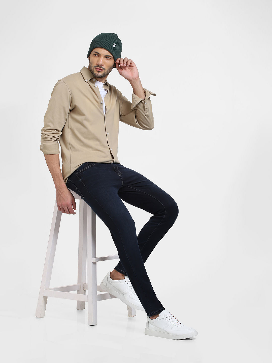 Dark Blue Mid Rise Slim Fit Jeans