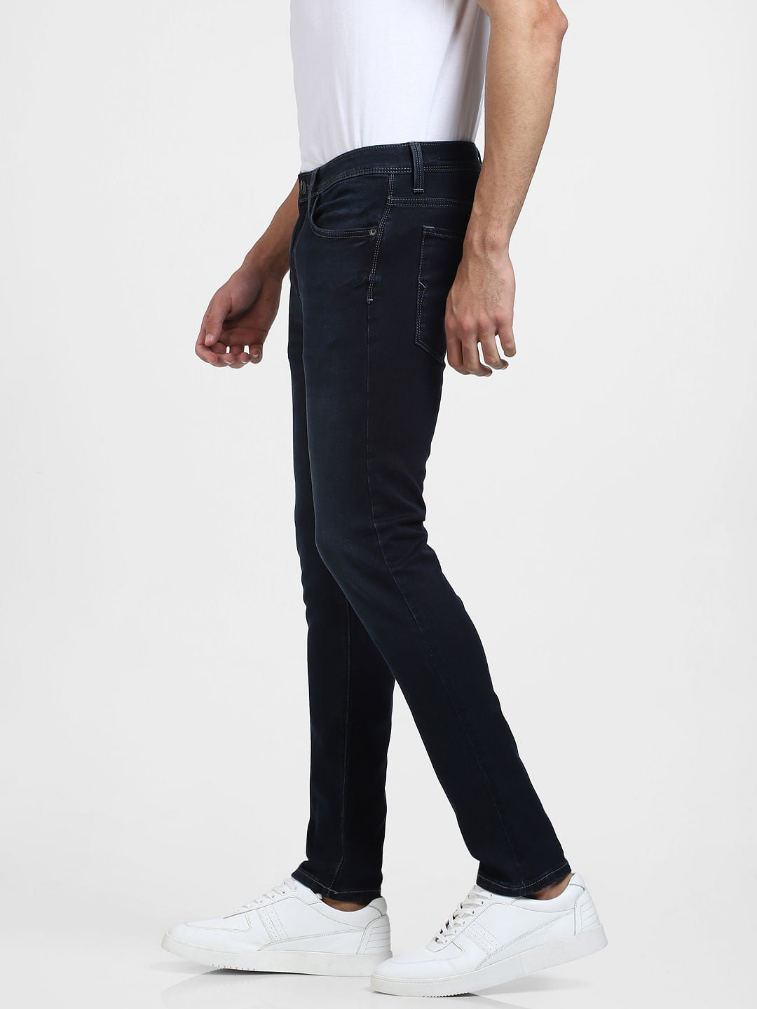 Dark Blue Mid Rise Slim Fit Jeans