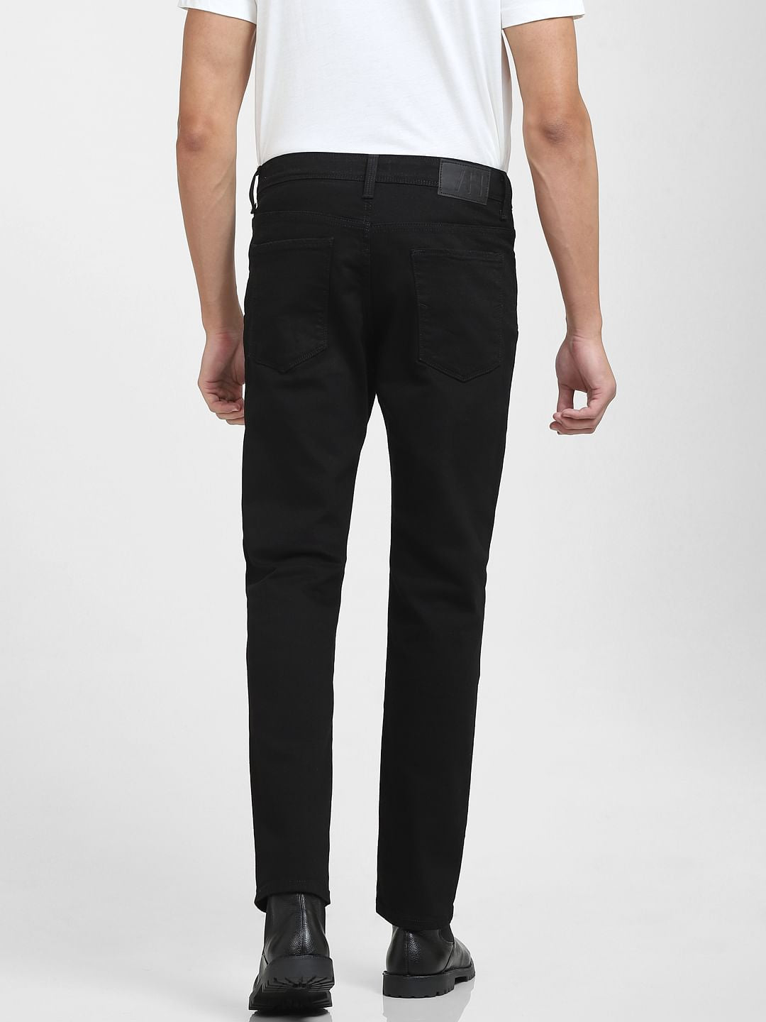 Black Mid Rise Straight Fit Jeans