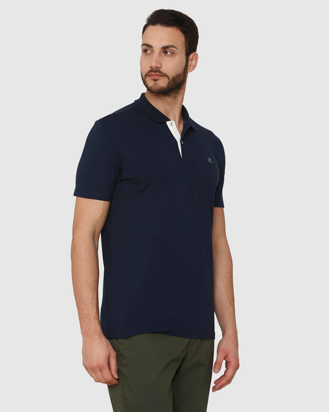 Navy Blue Polo Neck T-Shirt