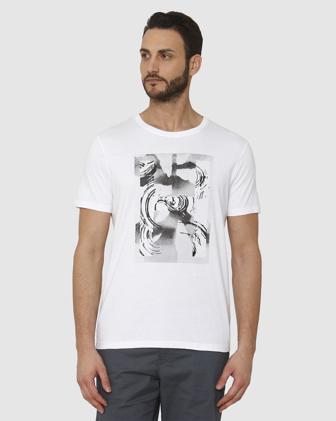 White Graphic Print Crew Neck T-Shirt