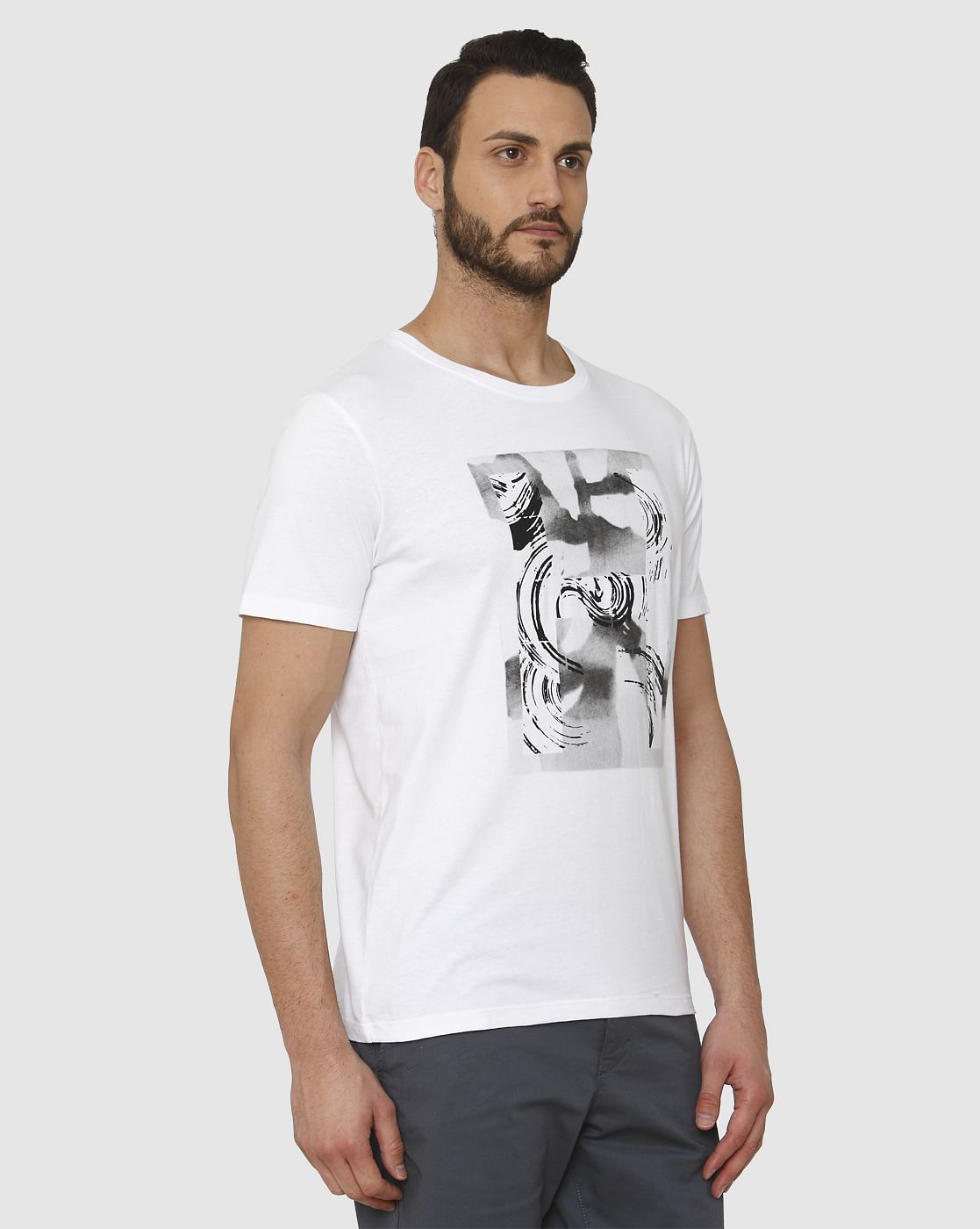 White Graphic Print Crew Neck T-Shirt