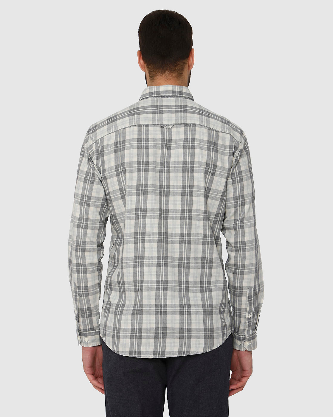 Grey Check Slim Fit Full Sleeves Shirt