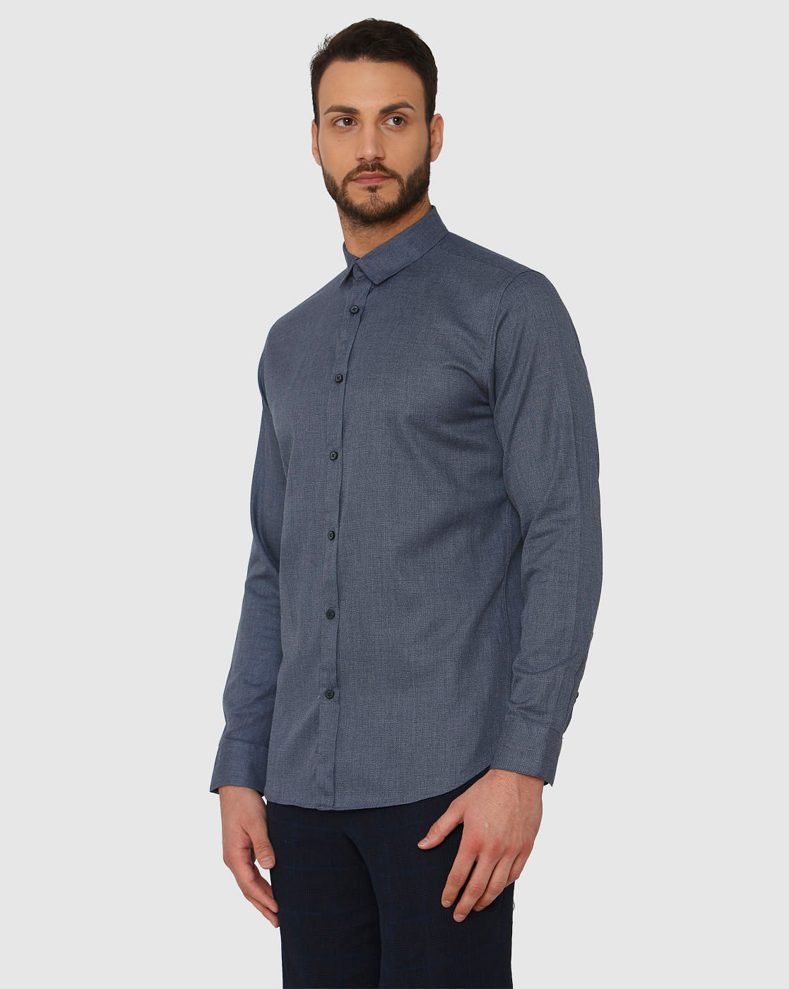 Blue Slim Fit Full Sleeves Shirt