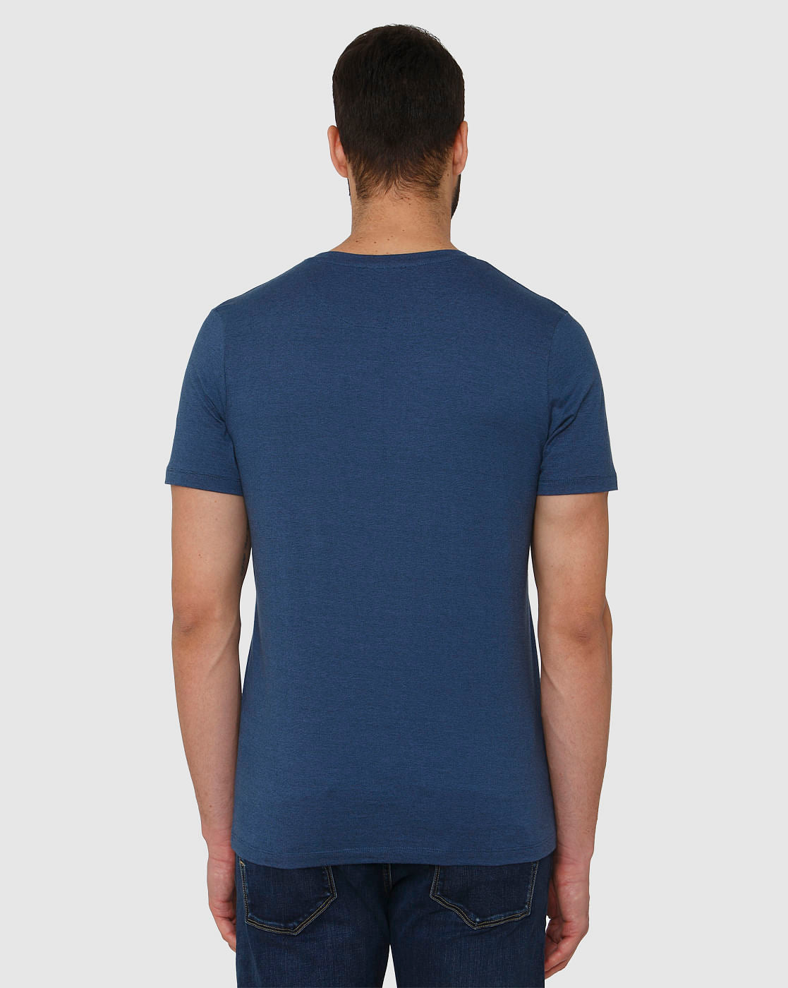 Blue Front Chest Pocket Crew Neck T-Shirt