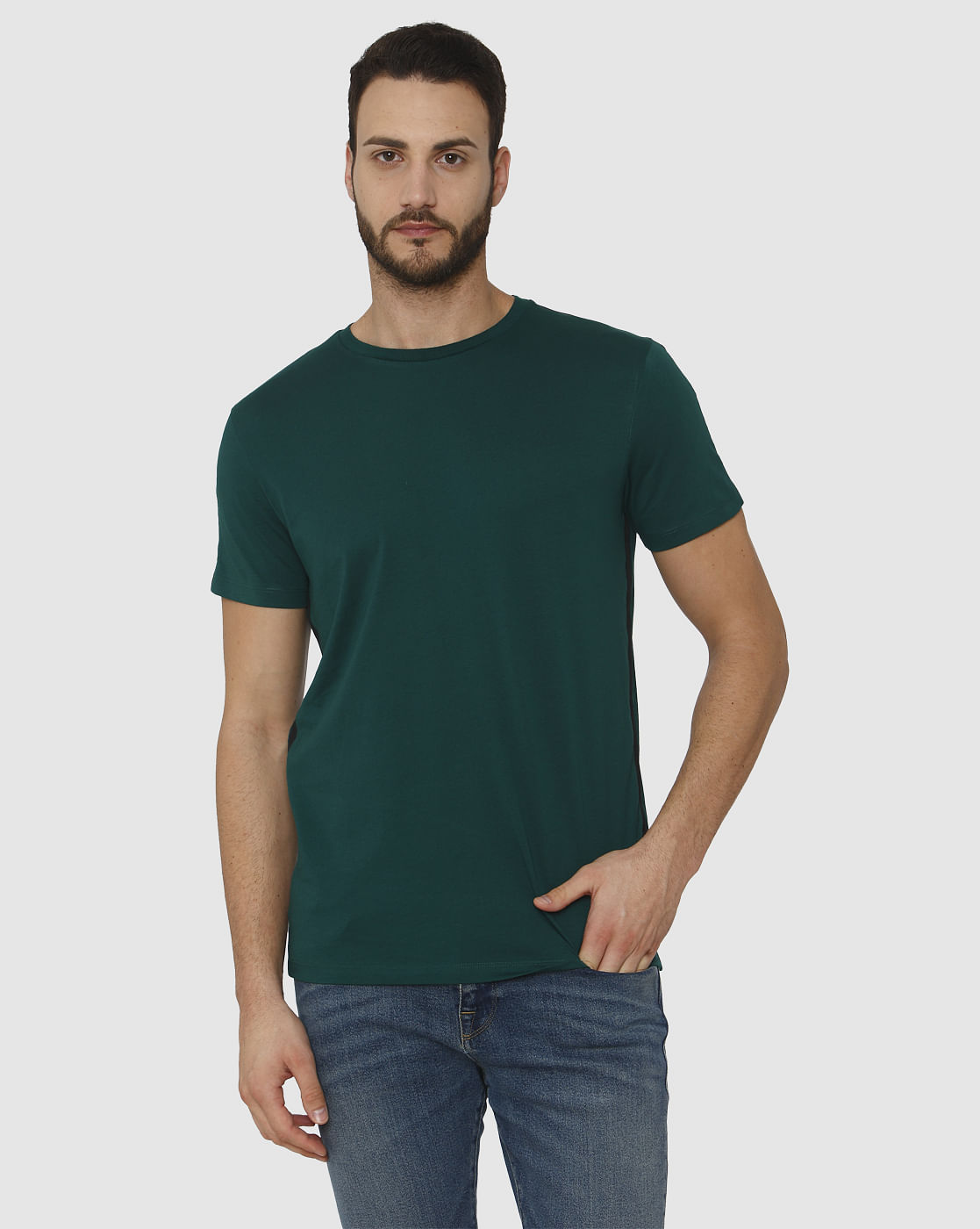 Green Side Tape Detail Crew Neck T-Shirt