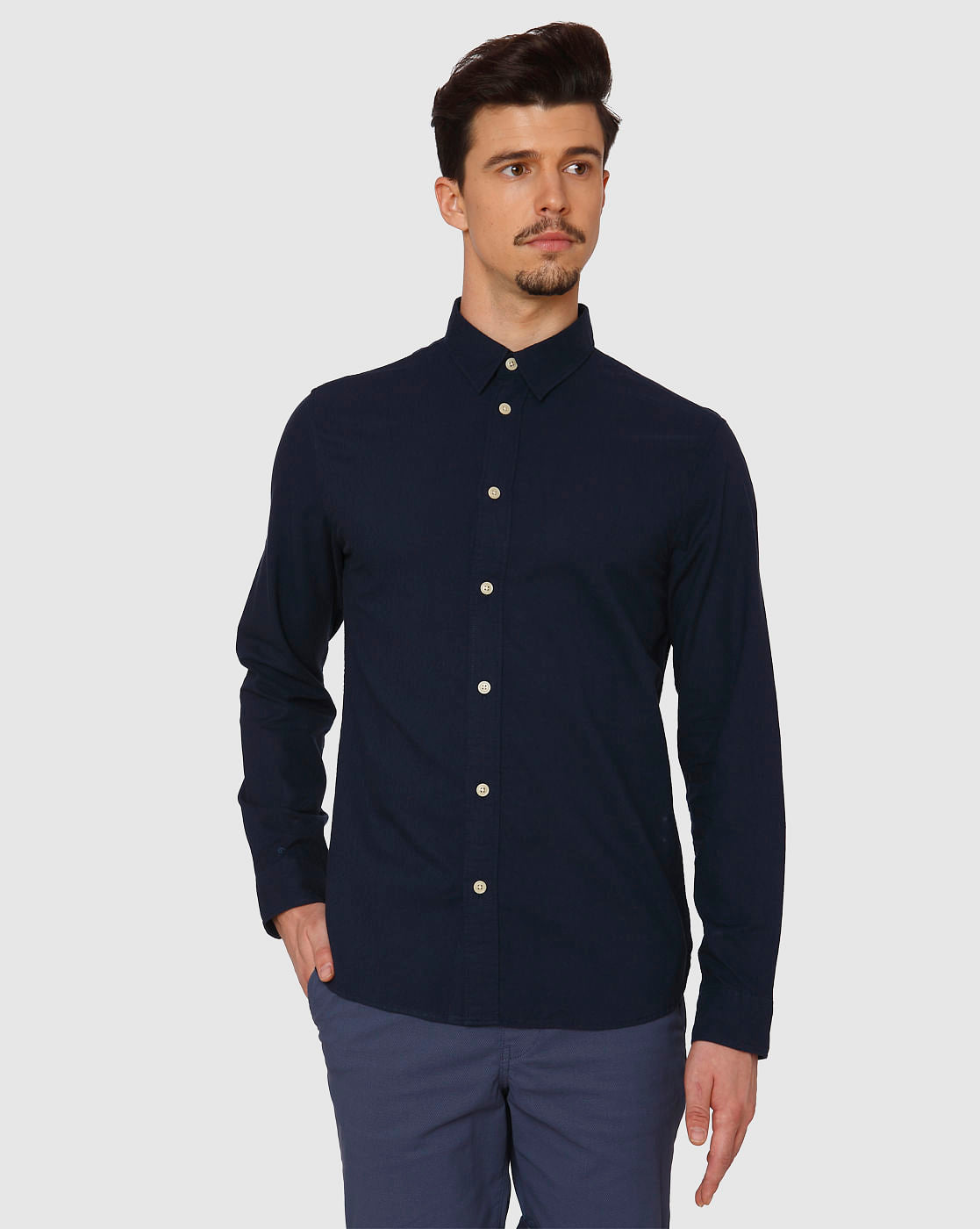 Navy Blue Full Sleeves Shirt