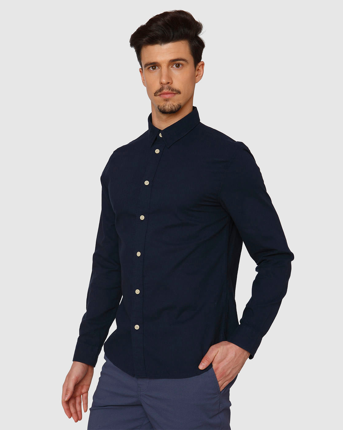 Navy Blue Full Sleeves Shirt