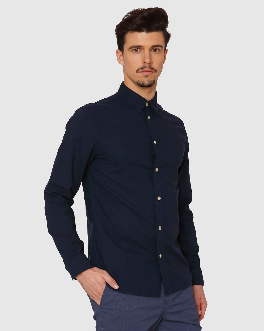 Navy Blue Full Sleeves Shirt