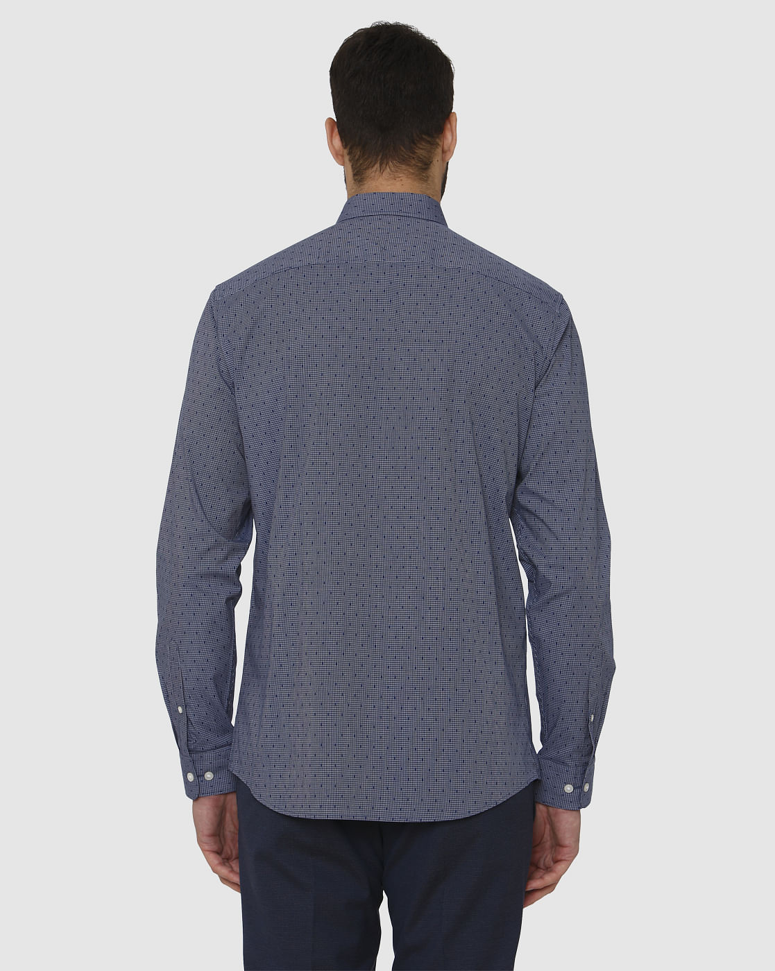Blue Printed Slim Fit Full Sleeves Shirt