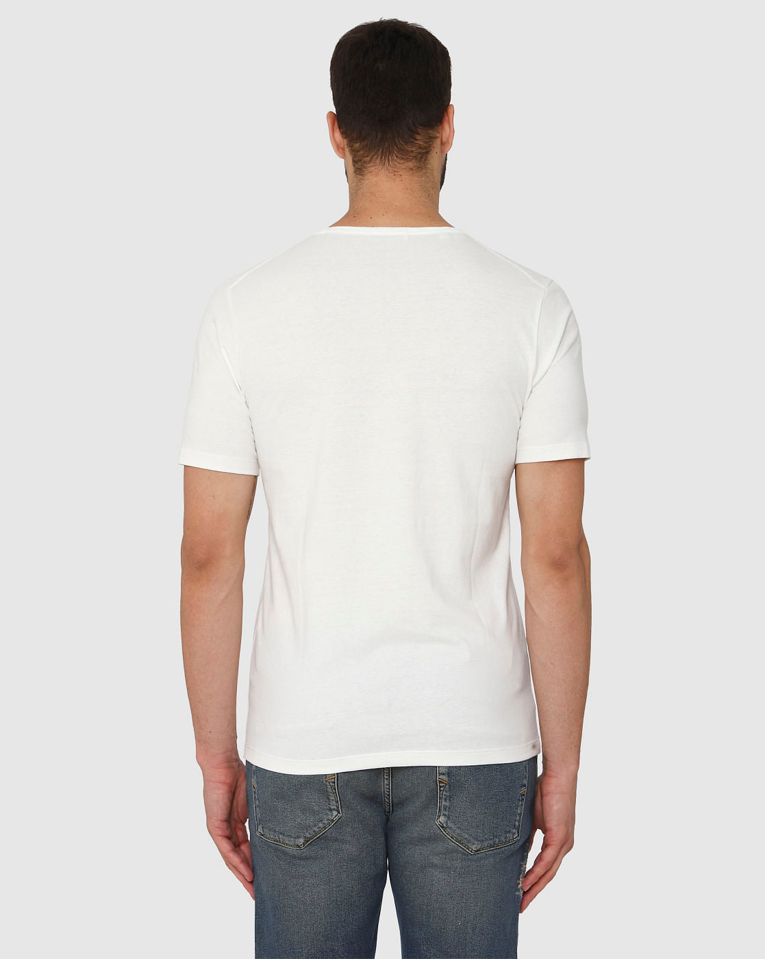 White Graphic Chest Print Crew Neck T-Shirt
