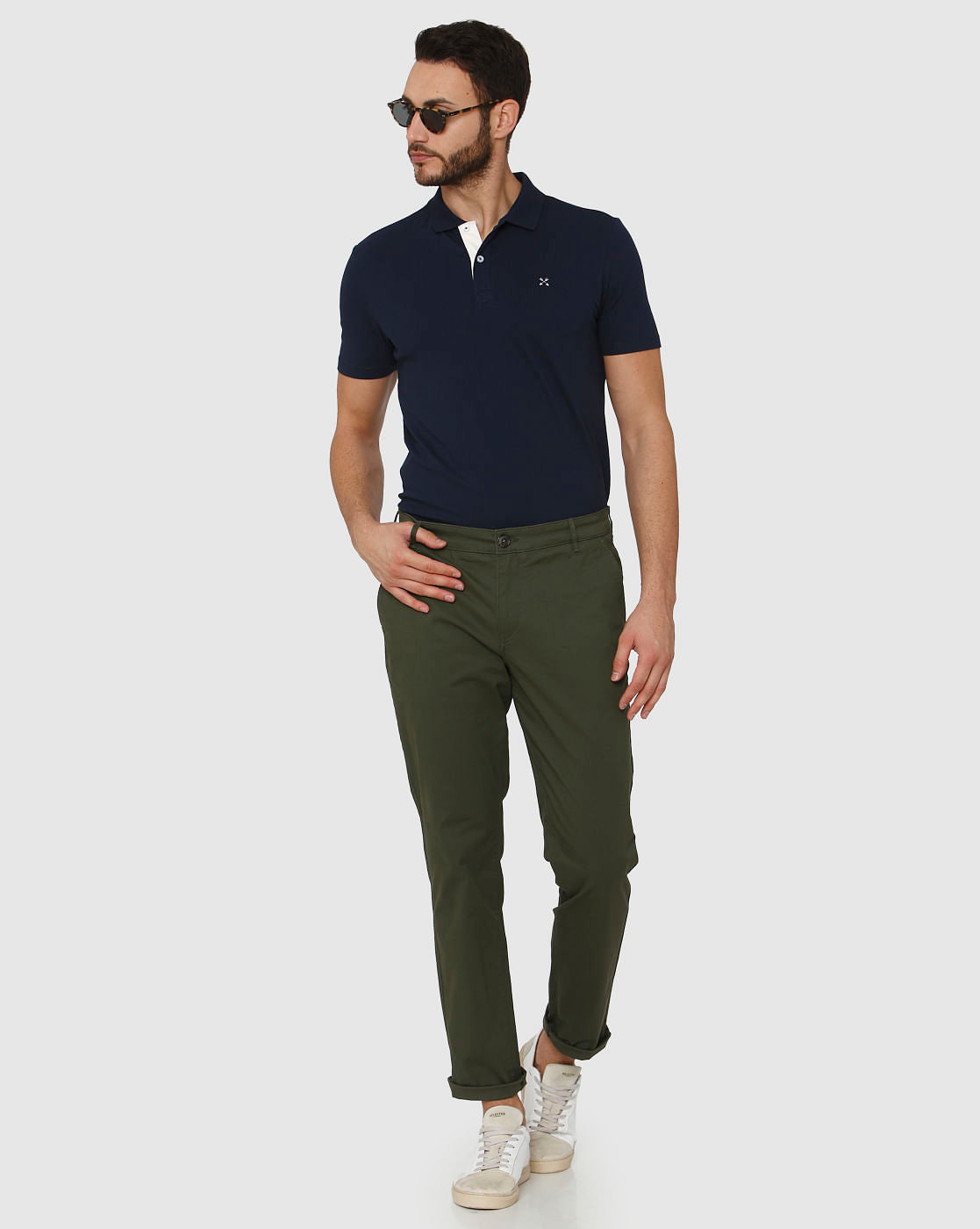 Green Straight Fit Chinos