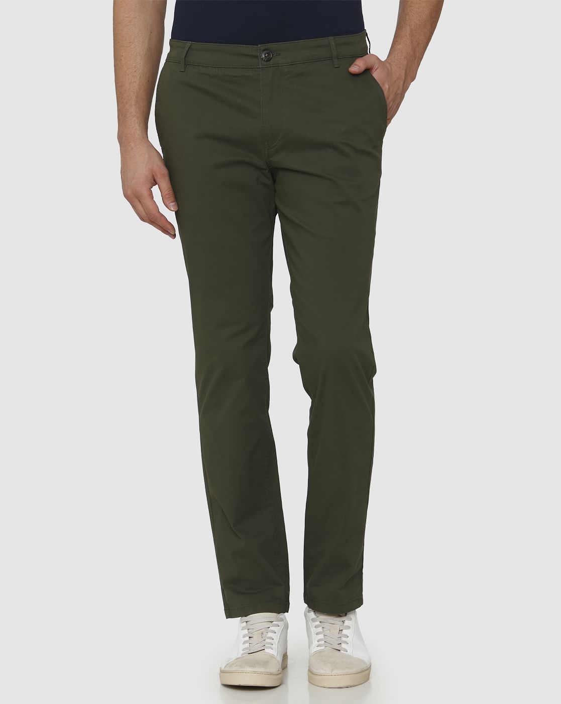 Green Straight Fit Chinos