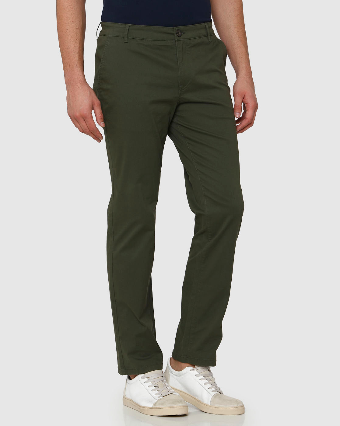Green Straight Fit Chinos
