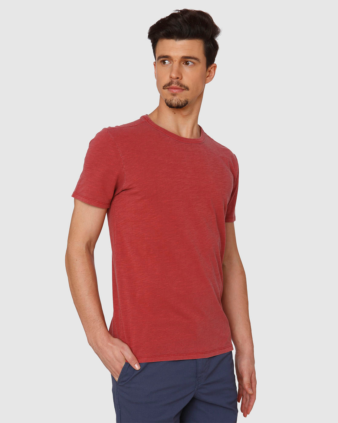 Red Dyed Crew Neck T-Shirt