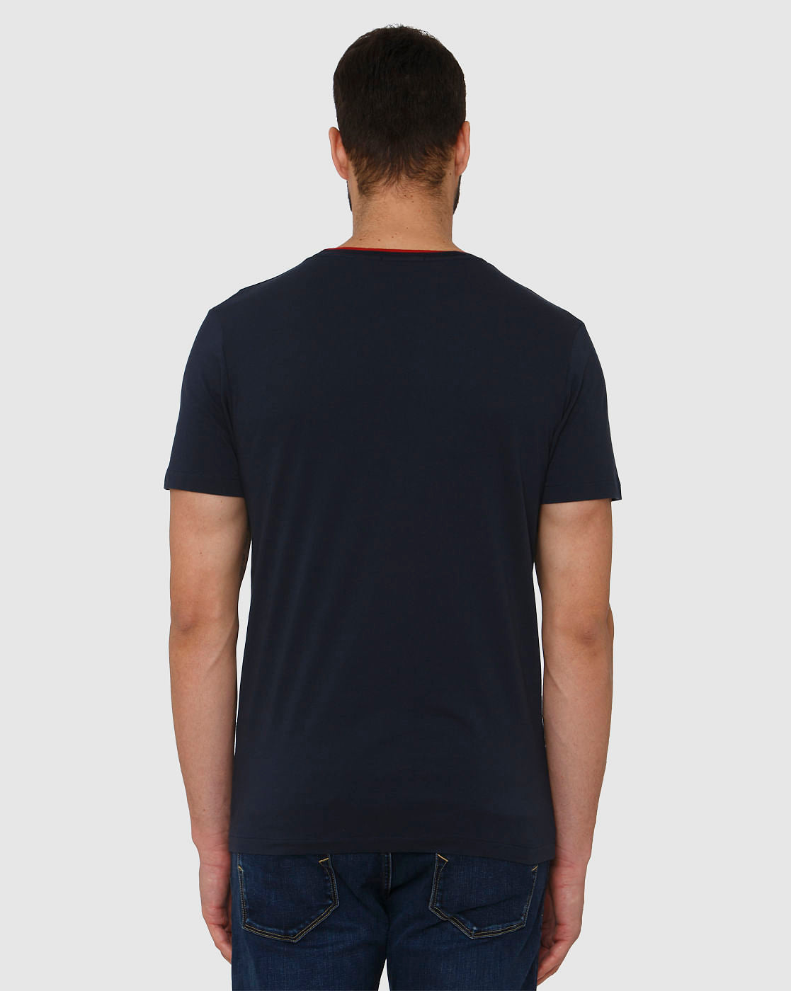 Blue Contrast Tipping Crew Neck T-Shirt