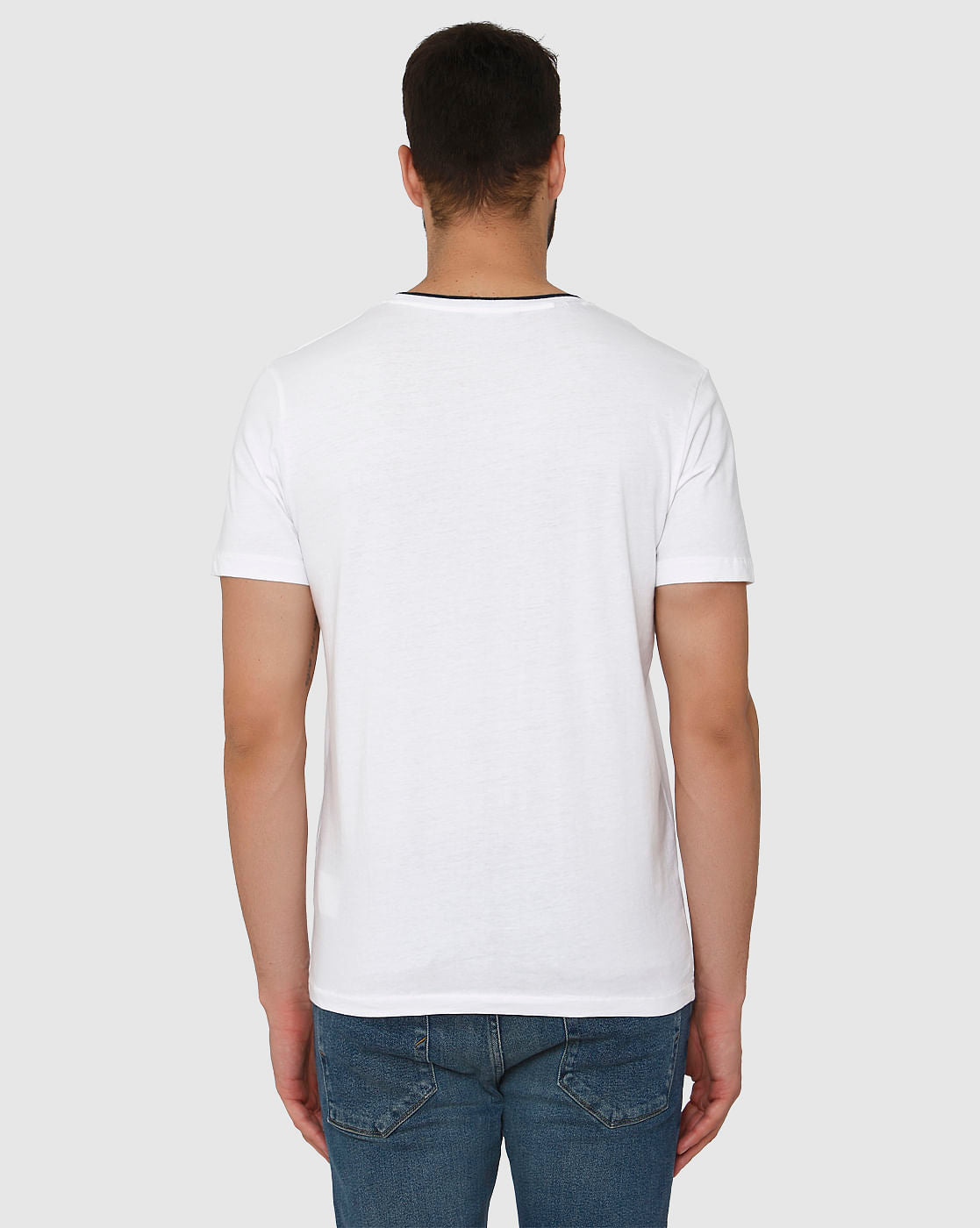 White Contrast Tipping Crew Neck T-Shirt