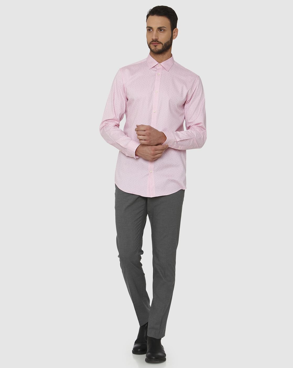 Pink All Over Print Full Sleeves Formal Shirt
