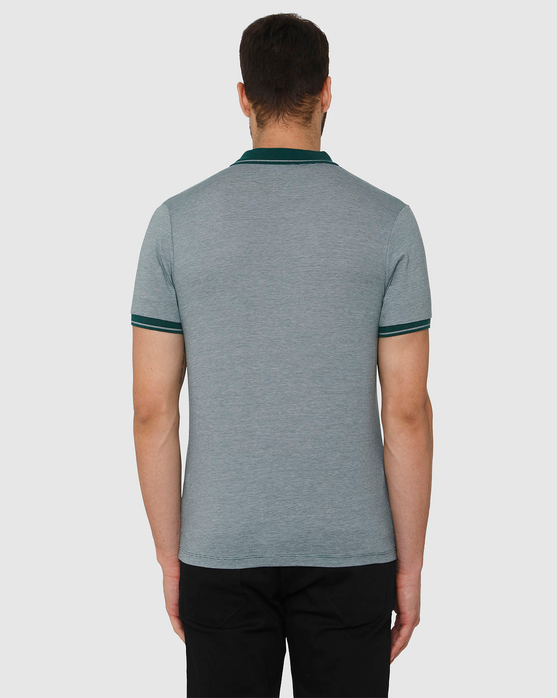 Green Contrast Tipping Polo Neck T-Shirt