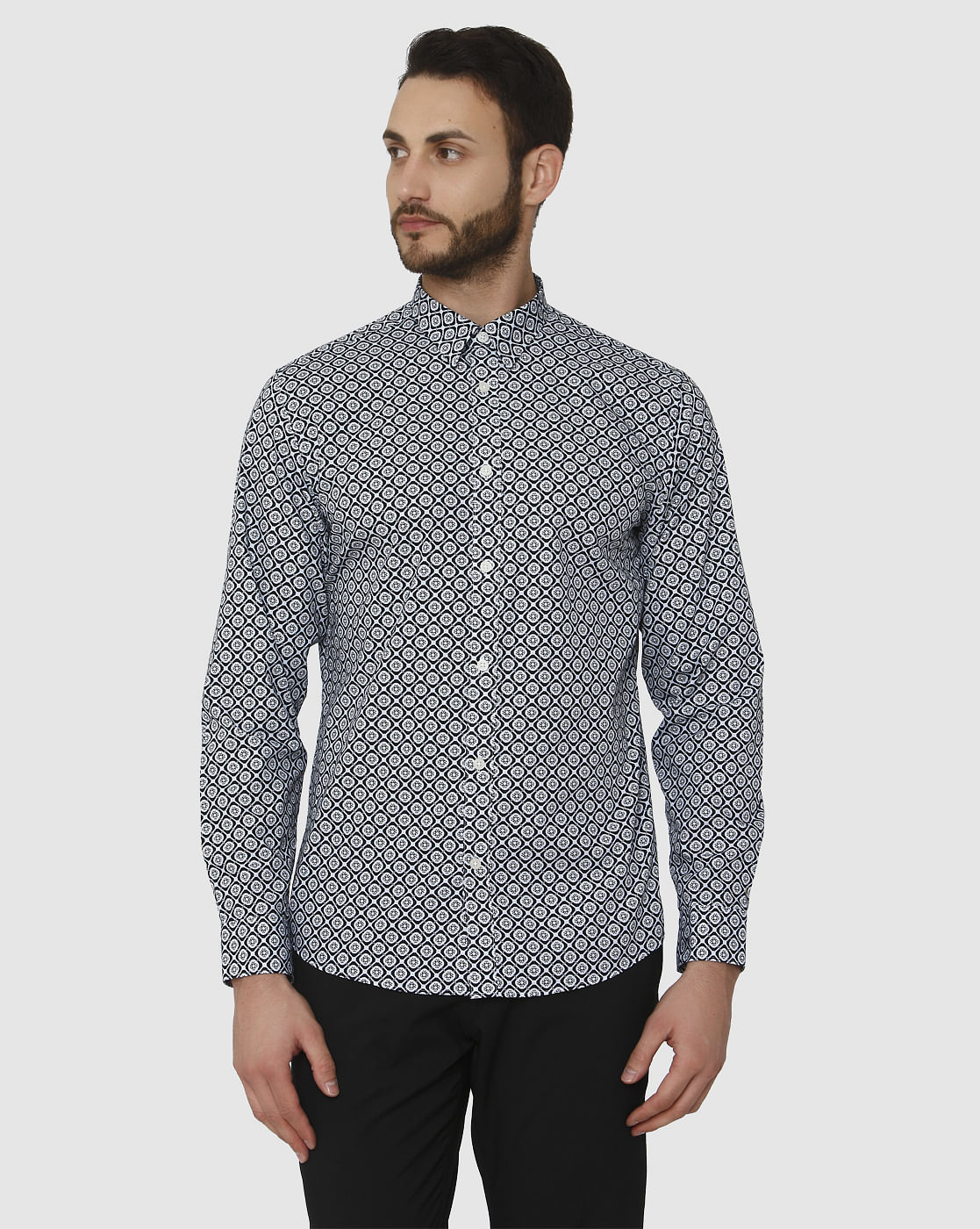 Blue All Over Print Full Sleeves Shirt