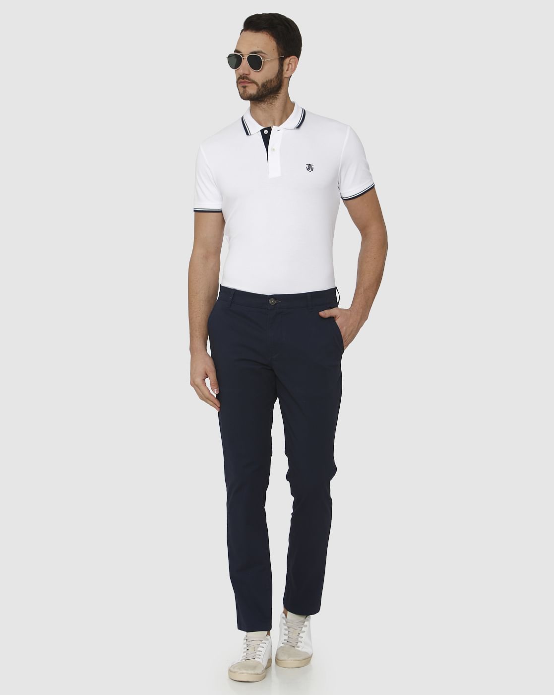 Navy Blue Straight Fit Chinos