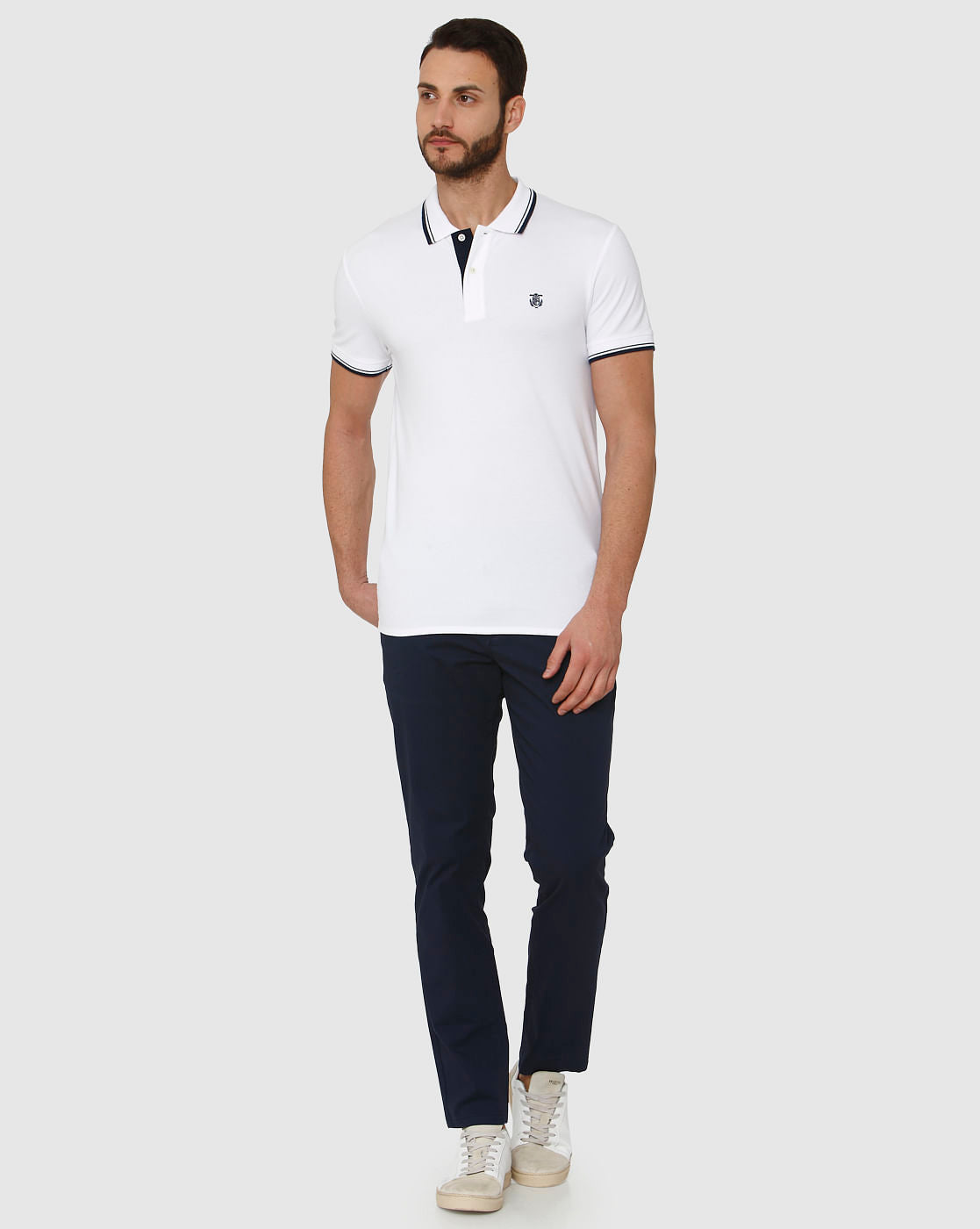 Navy Blue Straight Fit Chinos