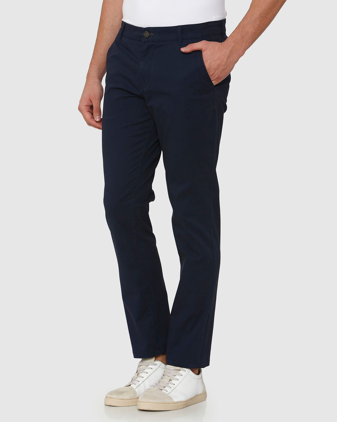 Navy Blue Straight Fit Chinos