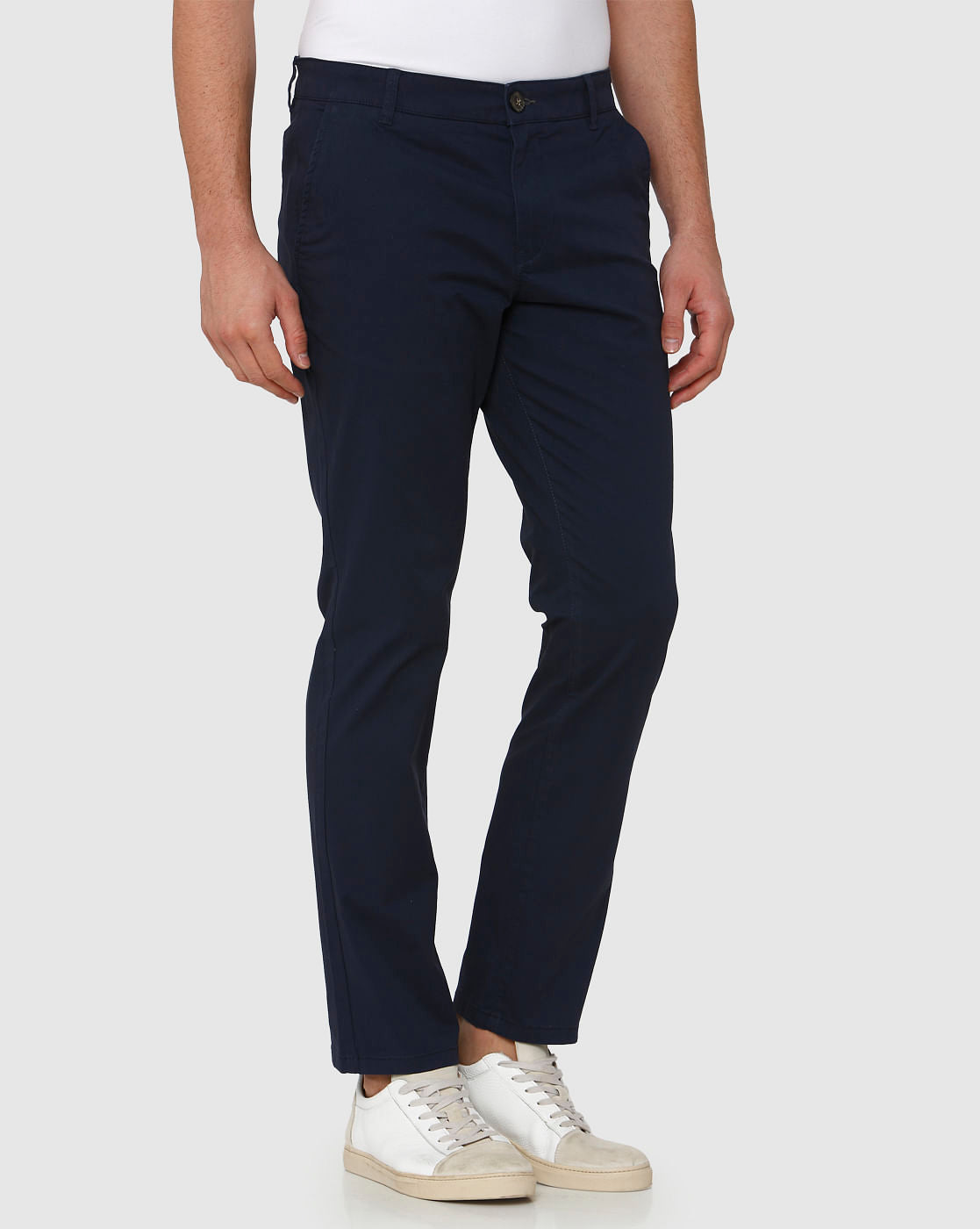 Navy Blue Straight Fit Chinos