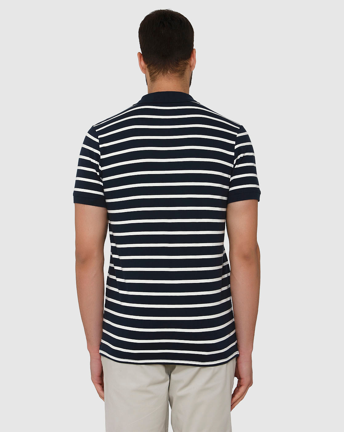 Blue Striped Polo Neck T-Shirt