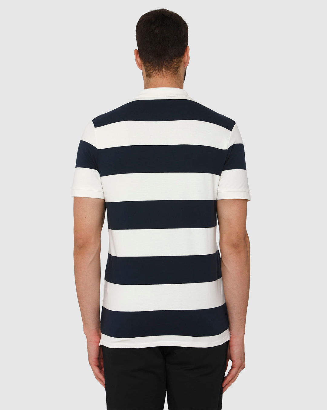 White Striped Polo Neck T-Shirt