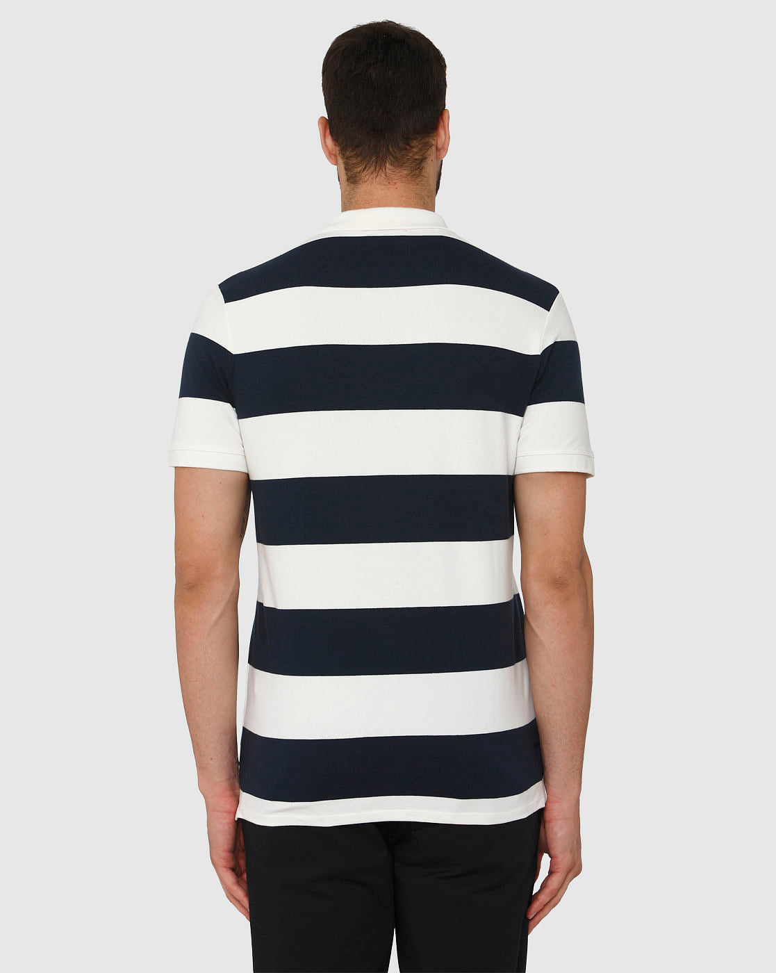 White Striped Polo Neck T-Shirt