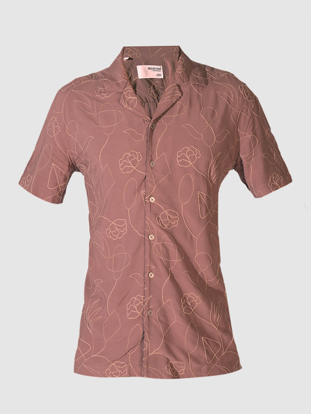 Purple Cuban Collar Viscose Shirt