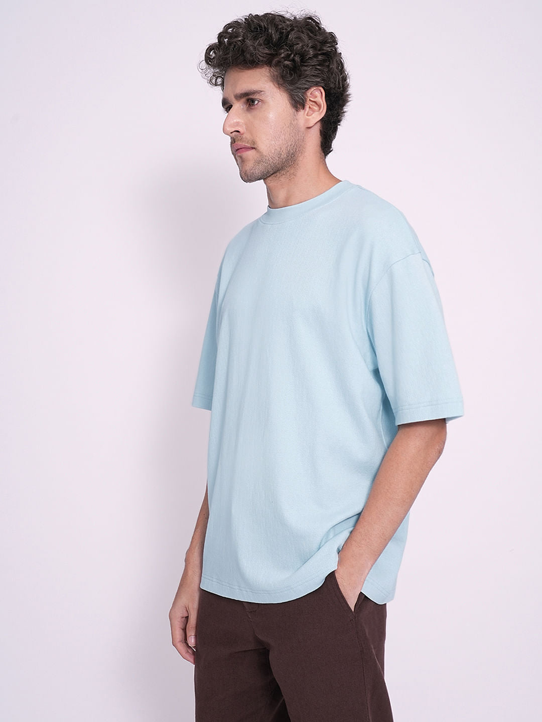 Light Blue Textured T-Shirt