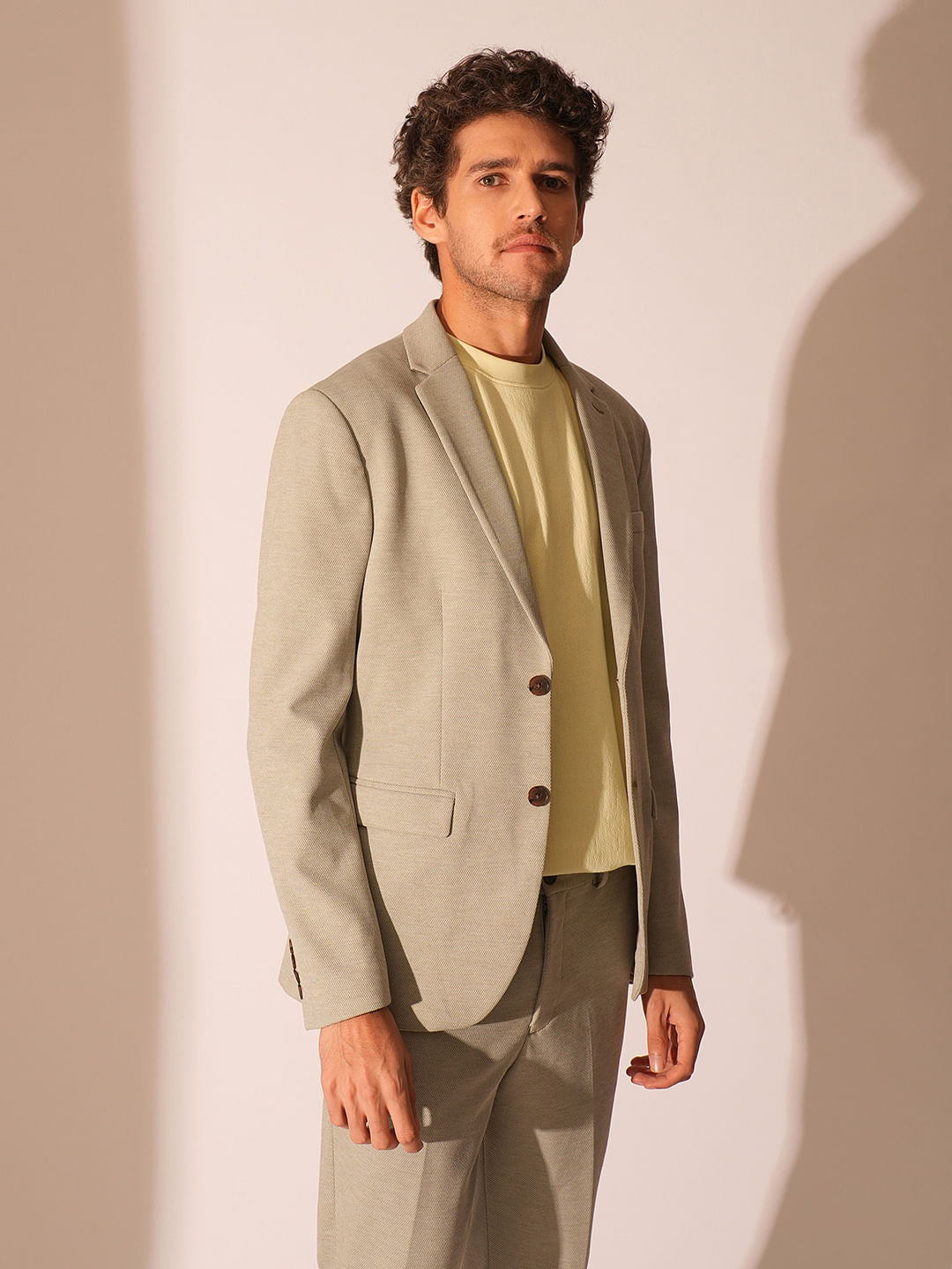 Light Yellow Textured T-Shirt