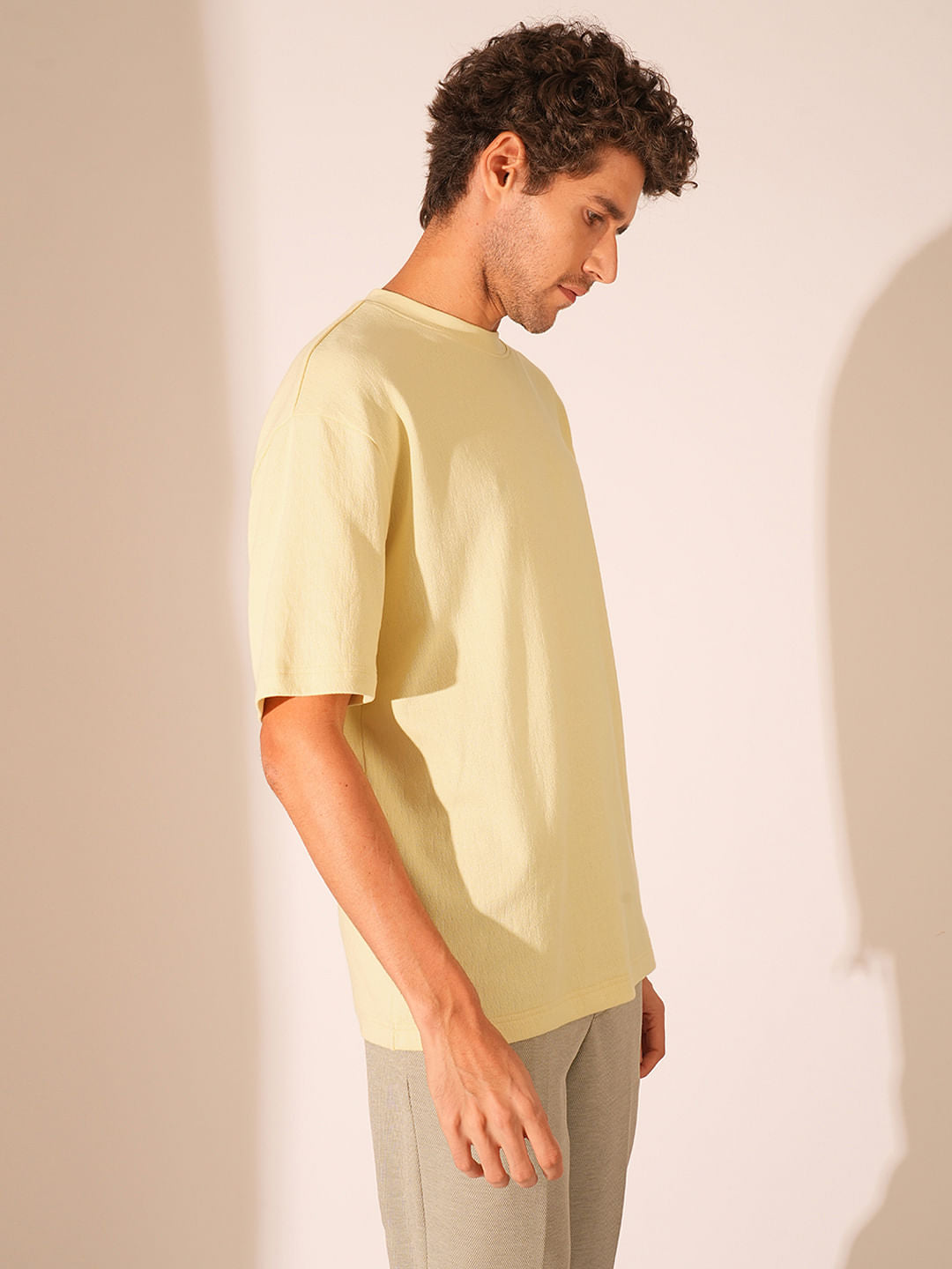 Light Yellow Textured T-Shirt