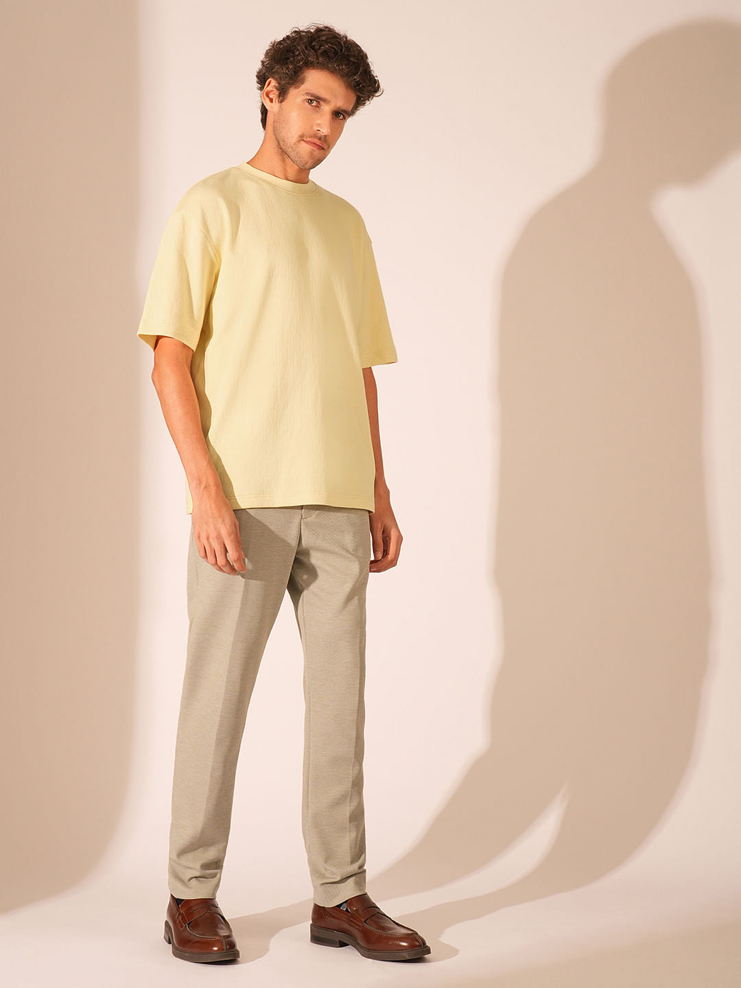 Light Yellow Textured T-Shirt
