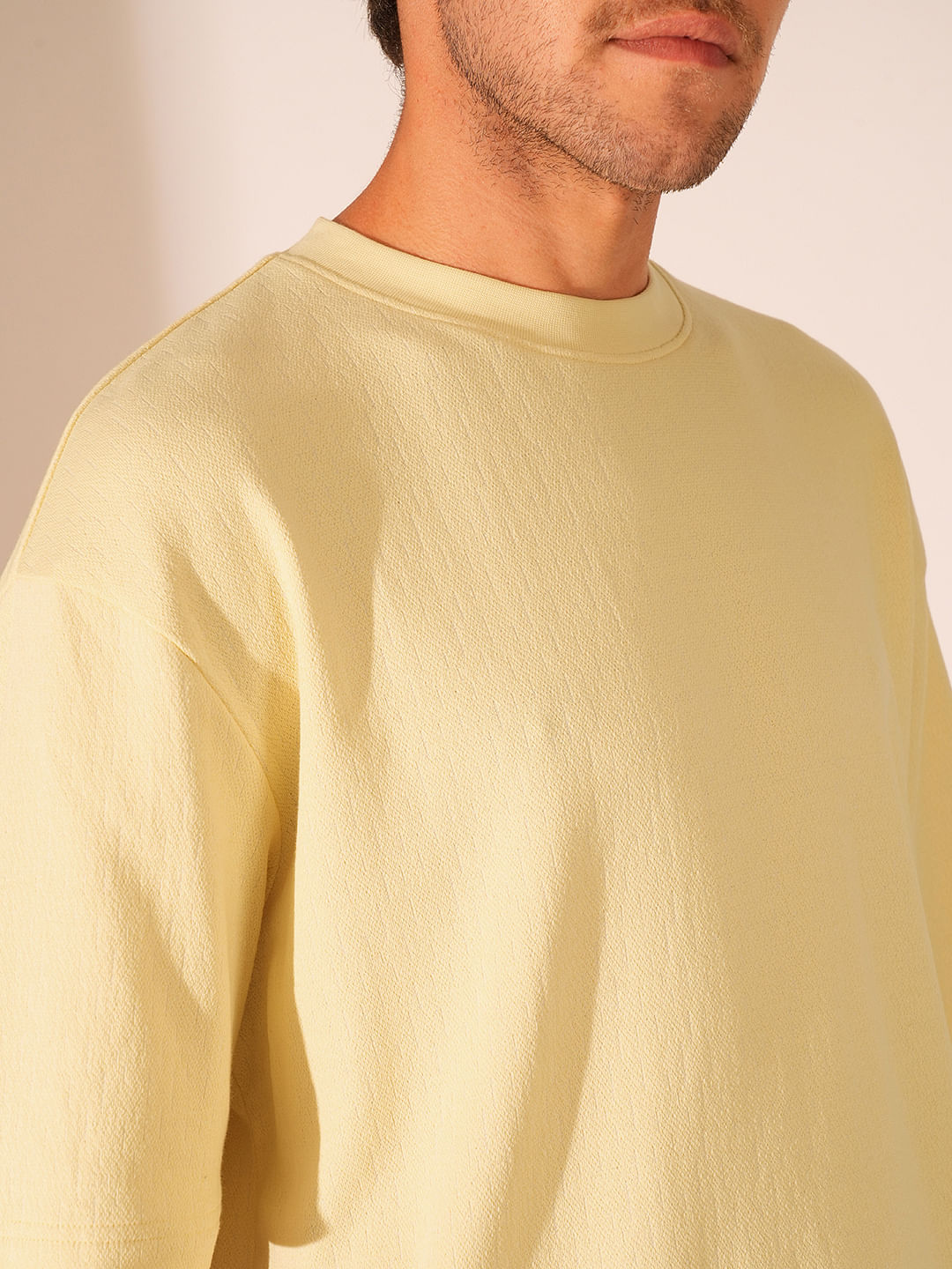 Light Yellow Textured T-Shirt