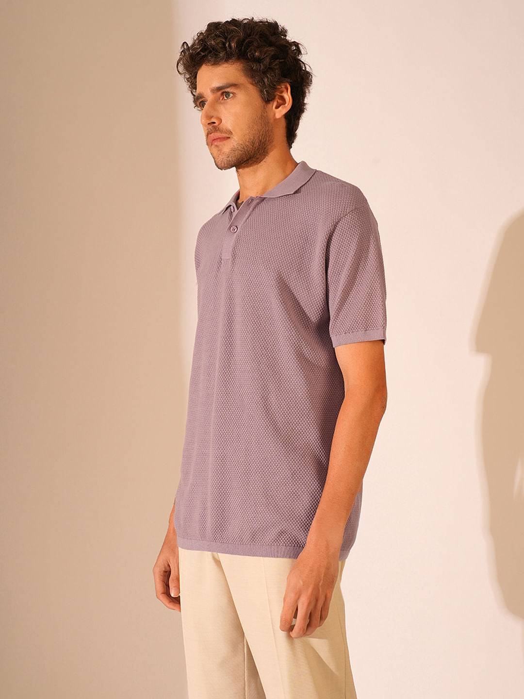 Purple Cotton Knitted Polo