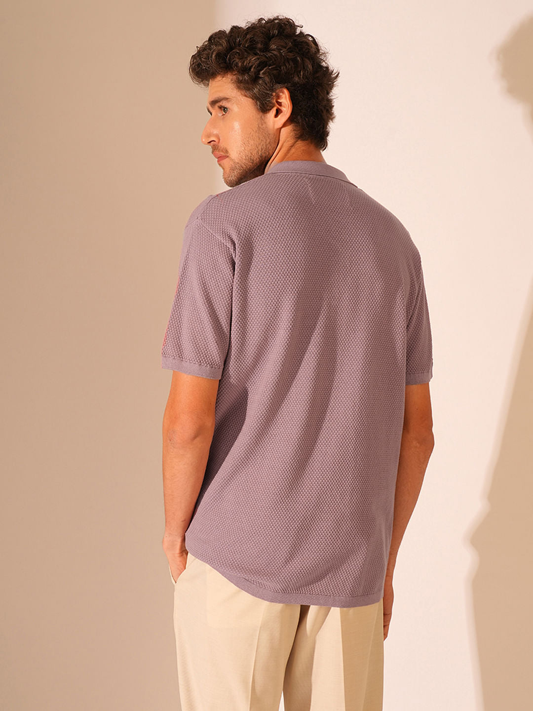 Purple Cotton Knitted Polo