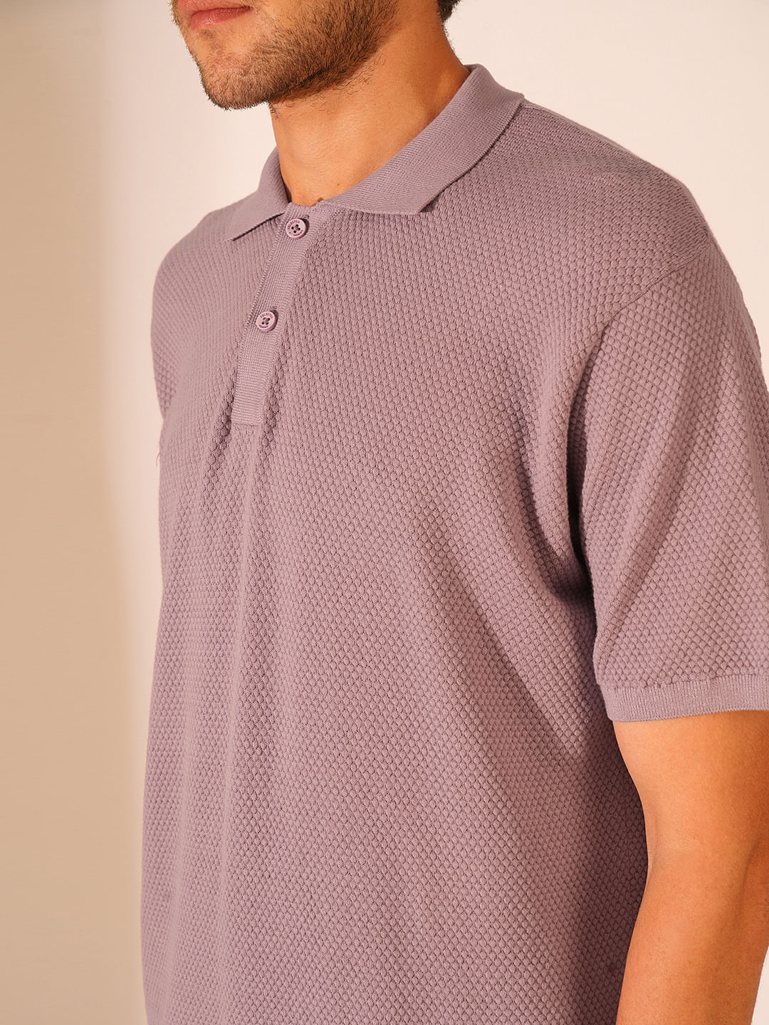 Purple Cotton Knitted Polo