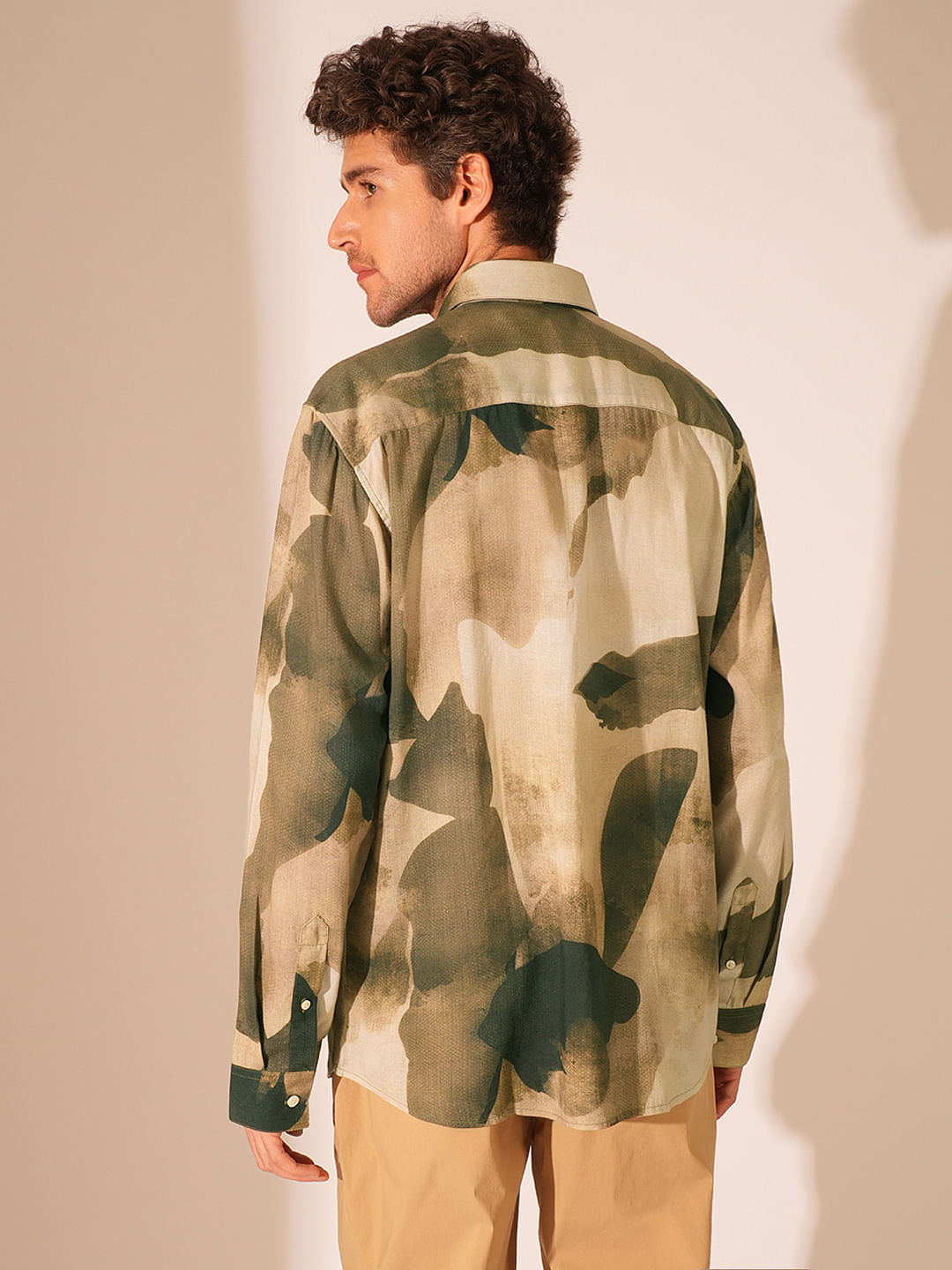 Green Printed Regular Fit Shirt