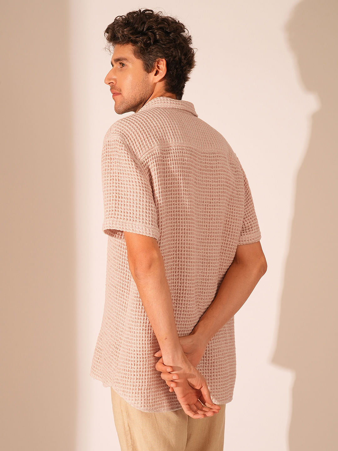 Pink Textured Cotton Shirt