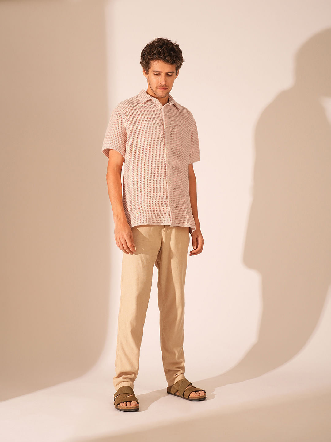 Pink Textured Cotton Shirt