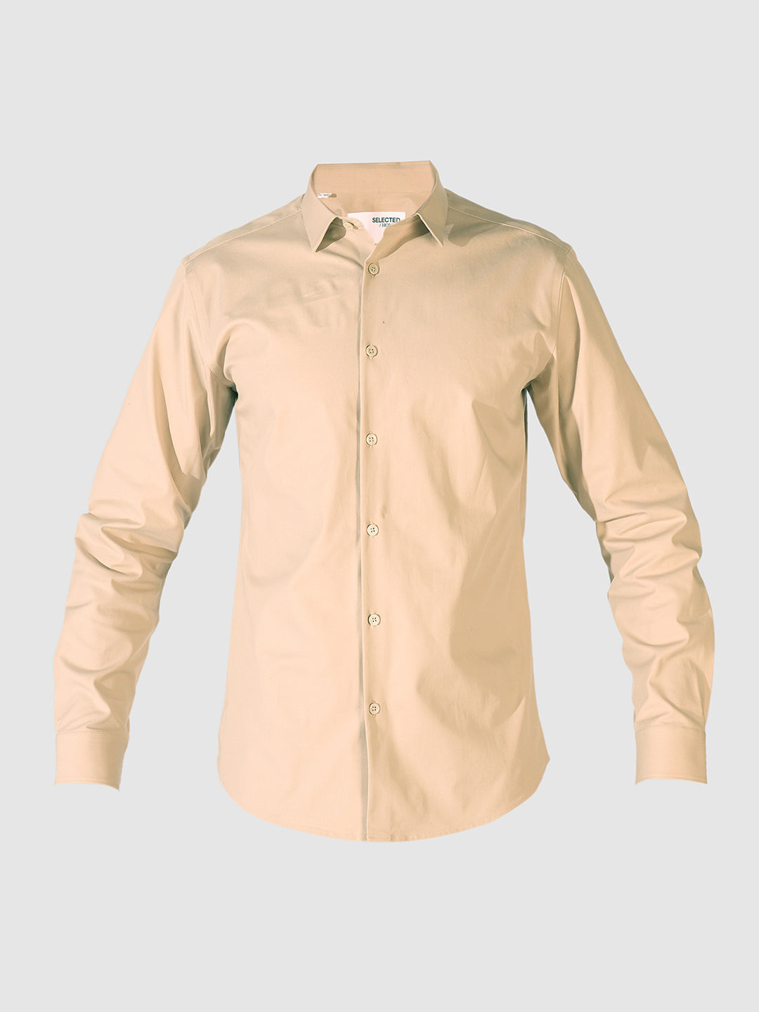 Beige Stretch Slim Fit Shirt