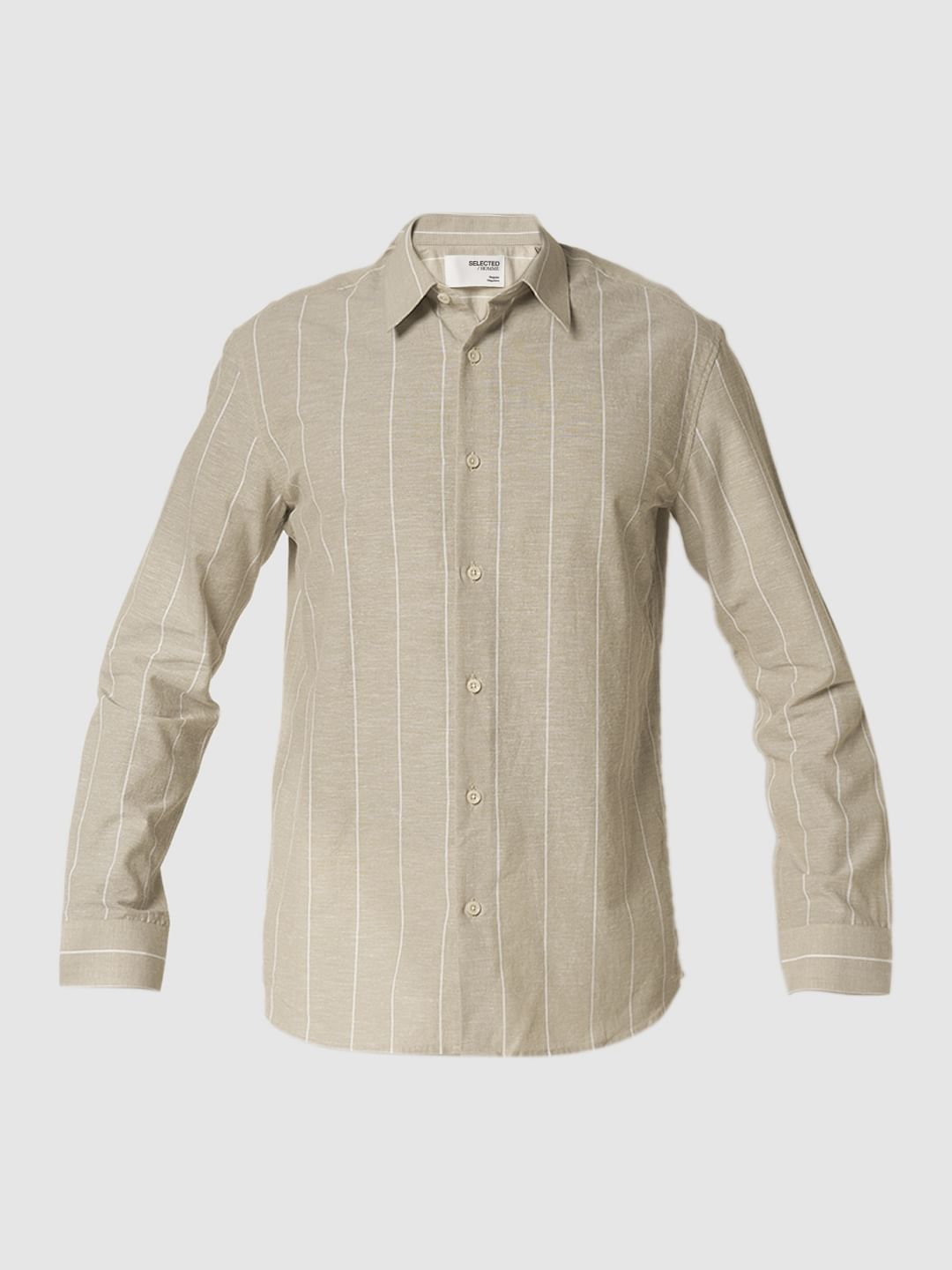 Beige Striped Linen Shirt
