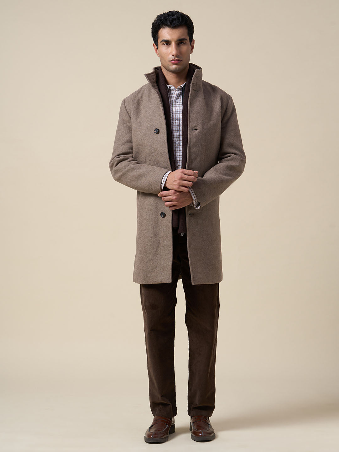 Dark Brown Corduroy Straight Fit Pants