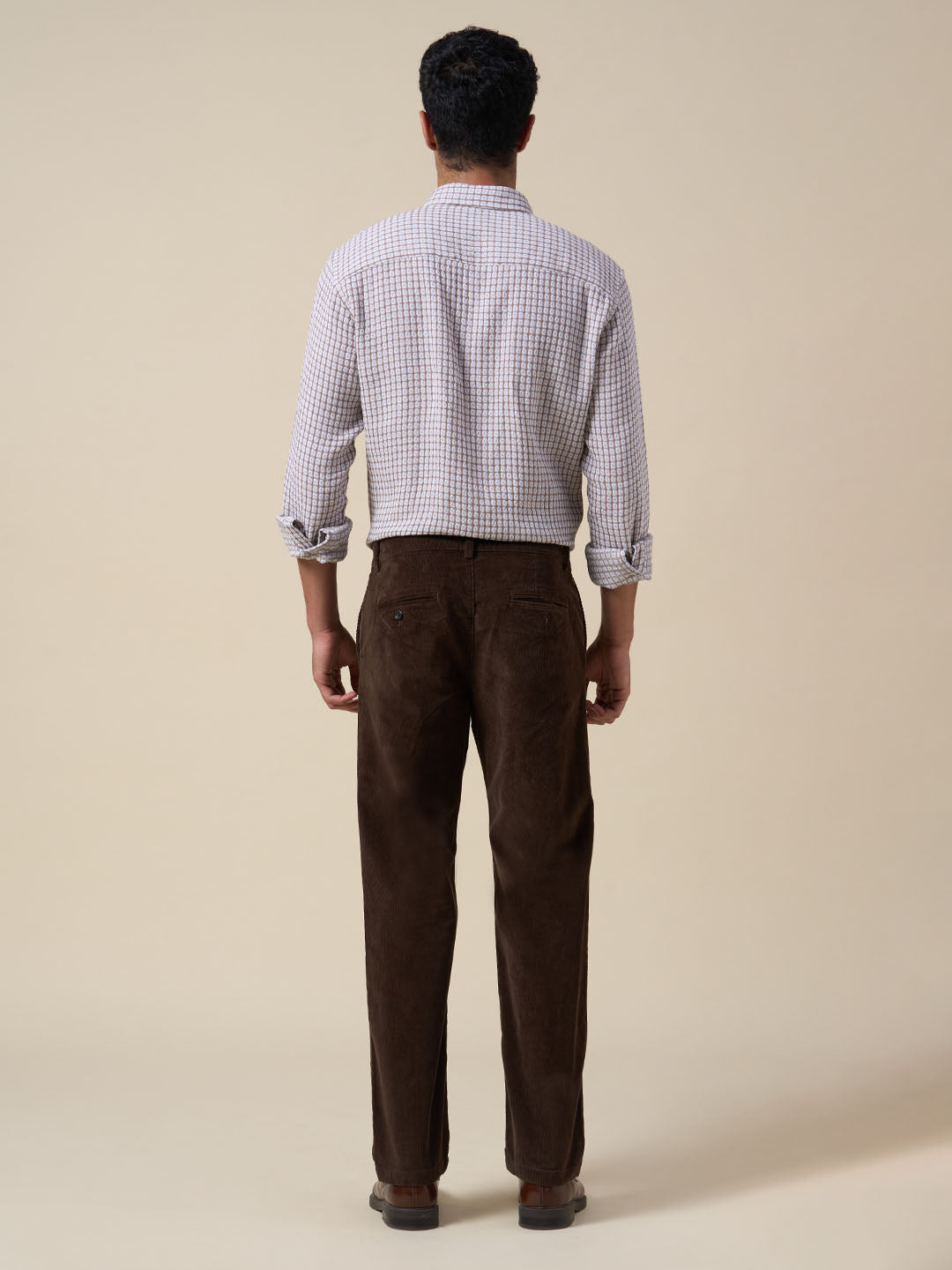Dark Brown Corduroy Straight Fit Pants