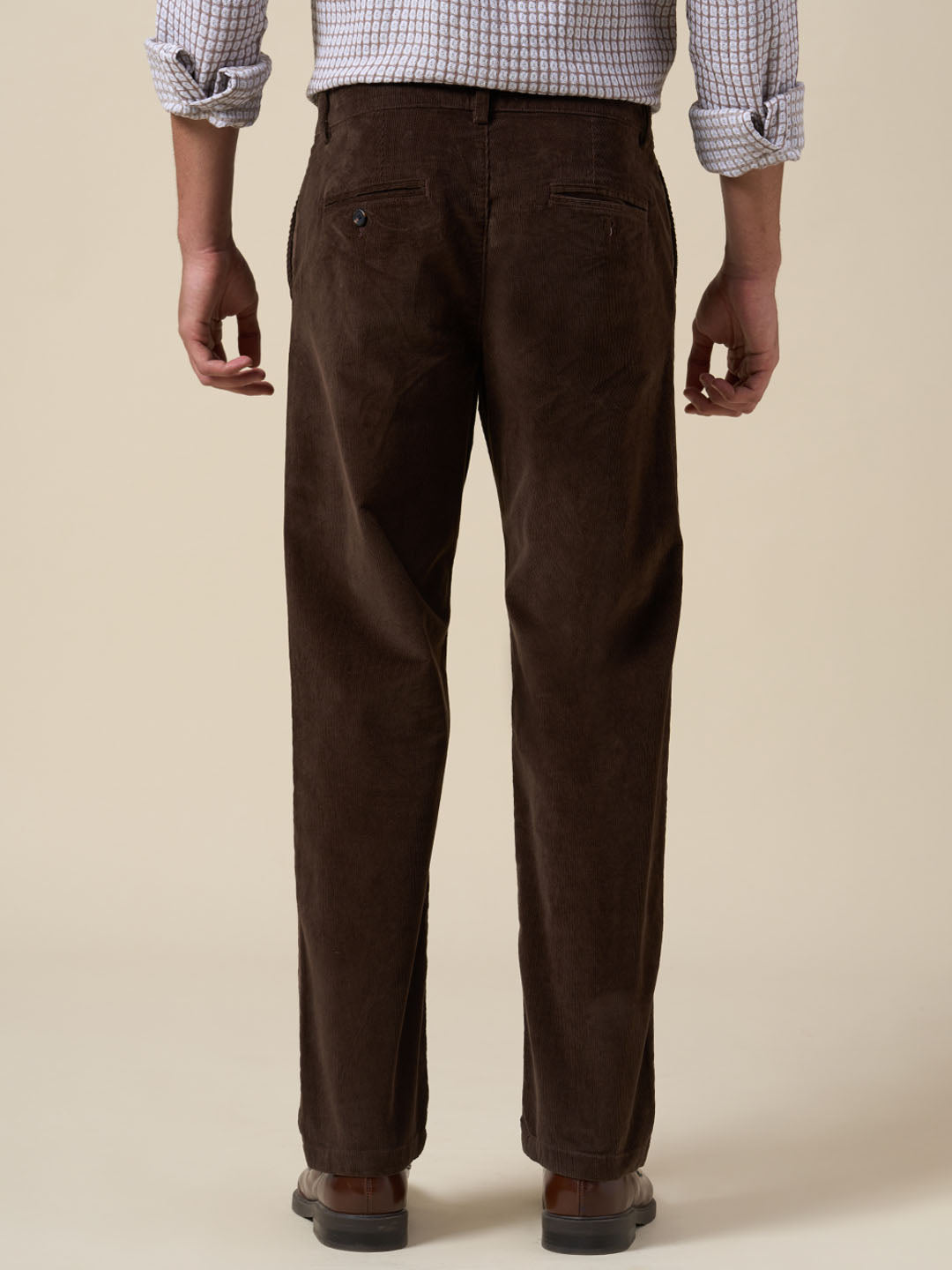 Dark Brown Corduroy Straight Fit Pants