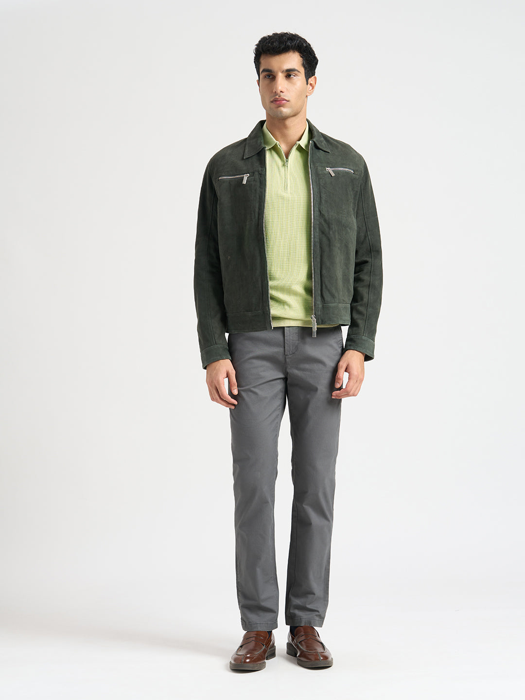 Light Green Waffle Structured Slim Polo