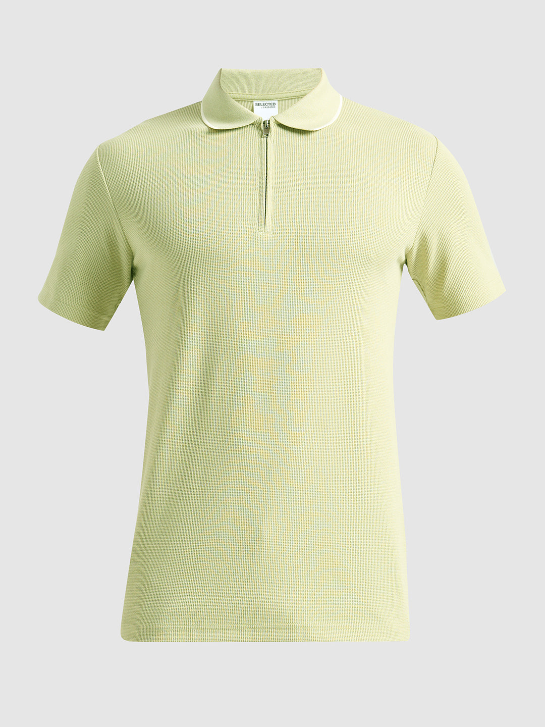 Light Green Waffle Structured Slim Polo